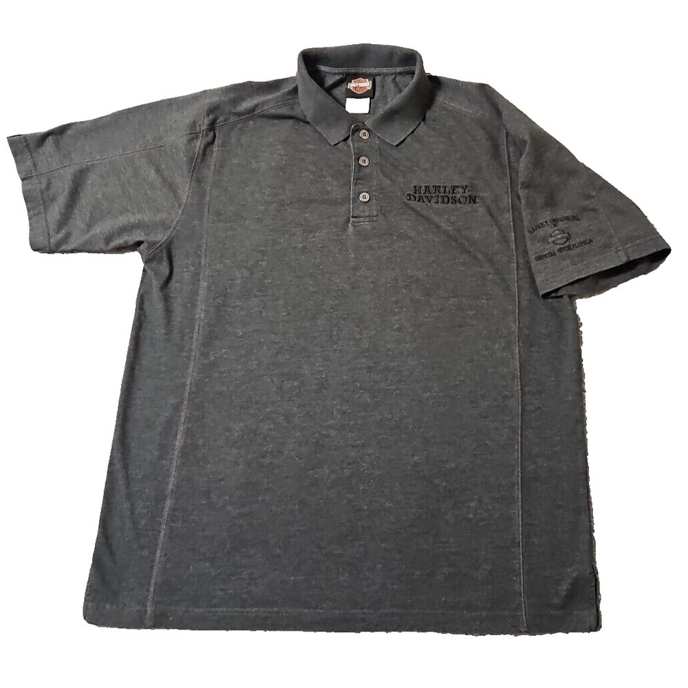Harley-Davidson Men's Size Large Grey Gray Crystal River Florida FL Polo Shirt